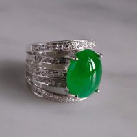 Jadeite Jade Diamond Ring, Gem Gardener, imperial green jade ring, chunky jade ring, jadeite ring singapore, art deco jade ring