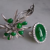 Green Jade Brooch, white gold jade brooch, bouquet flower brooch, palladium jewelry, peranakan jade jewellery, green jade brooches, Gem Gardener