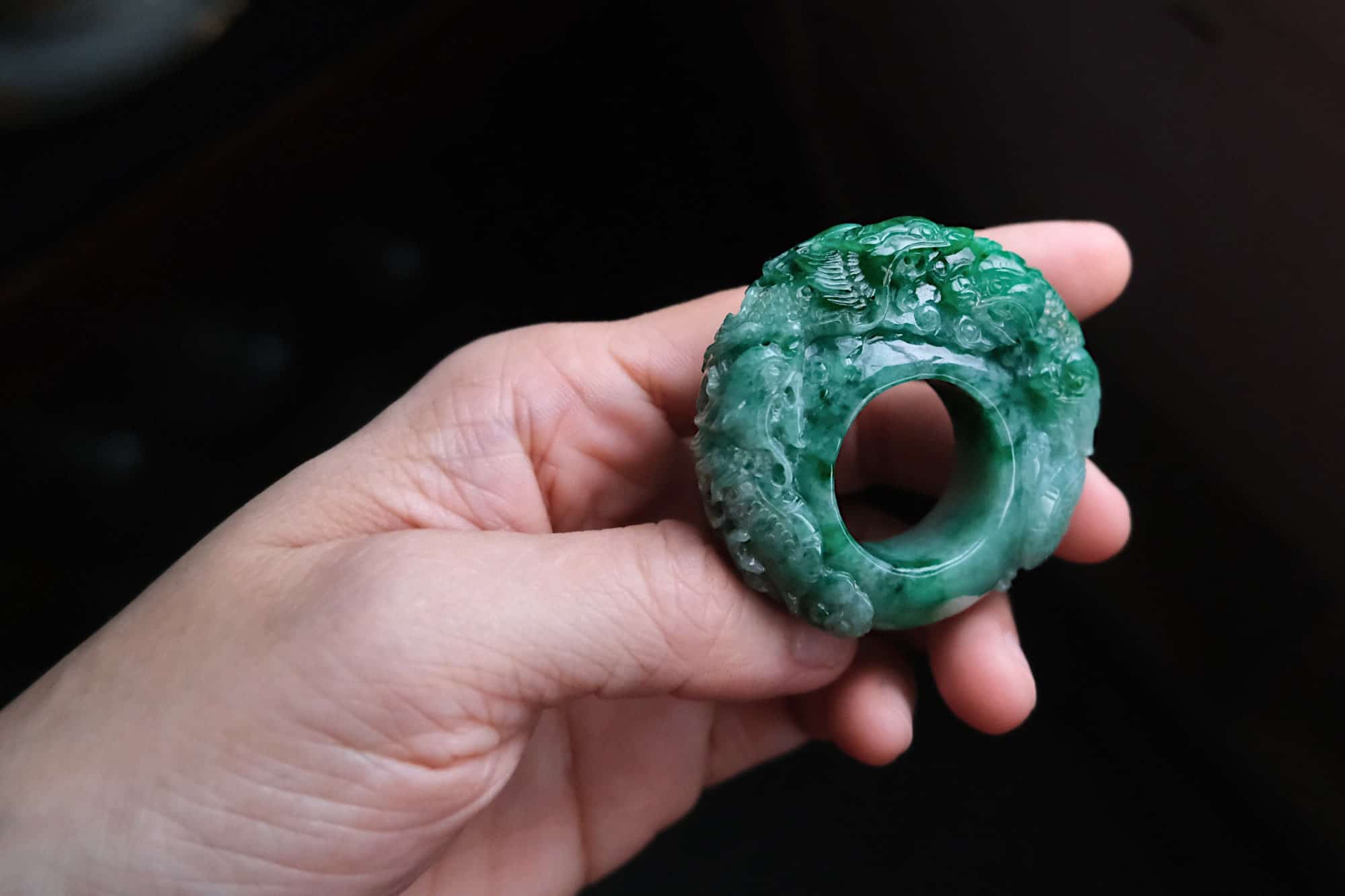 London | A Mughal jade archers ring, India, circa 1700, composed