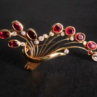 ruby brooch pin, ruby brooch pin for sale, antique ruby and diamond brooch, antique ruby brooch, burmese ruby brooch, ruby jewellery singapore, Gem Gardener