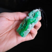 jade chilong, chilong pendant, green jade jadeite pendant, green jadeite carved pendant, vintage carved jade pendant, high quality jade, jade carving singapore, jade pendant singapore, Gem Gardener