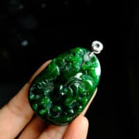 Dark Green Jadeite, dark green jade pendant, jade frog pendant, carved jade frog, green carved jade necklace, carved jadeite pendant, Gem Gardener