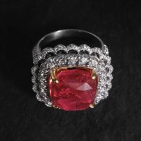 hot pink spinel ring, spinel ring singapore, neon pink mahenge spinel, spinel engagement ring, pink spinel and diamond ring, Gem Gardener