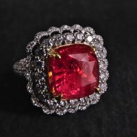 hot pink spinel ring, spinel ring singapore, neon pink mahenge spinel, spinel engagement ring, pink spinel and diamond ring, Gem Gardener