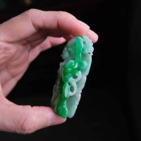 jade chilong, chilong pendant, green jade jadeite pendant, green jadeite carved pendant, vintage carved jade pendant, high quality jade, jade carving singapore, jade pendant singapore, Gem Gardener