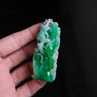 jade chilong, chilong pendant, green jade jadeite pendant, green jadeite carved pendant, vintage carved jade pendant, high quality jade, jade carving singapore, jade pendant singapore, Gem Gardener