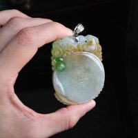 Yellow Jade Carved Pendant, carved jadeite pendant, carved jade jewelry for sale, large carved jade pendant, jade pendant singapore, jadeite pendants for sale, Gem Gardener