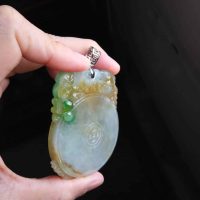 Yellow Jade Carved Pendant, carved jadeite pendant, carved jade jewelry for sale, large carved jade pendant, jade pendant singapore, jadeite pendants for sale, Gem Gardener