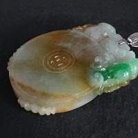 Yellow Jade Carved Pendant, carved jadeite pendant, carved jade jewelry for sale, large carved jade pendant, jade pendant singapore, jadeite pendants for sale, Gem Gardener