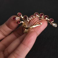 ruby brooch pin, ruby brooch pin for sale, antique ruby and diamond brooch, antique ruby brooch, burmese ruby brooch, ruby jewellery singapore, Gem Gardener