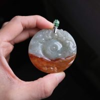 Red Jade Carved Dragon Pendant, natural red jadeite, jade pendant mens, large carved jade pendant, jade jewelry mens, dragon carved pendant, Gem Gardener