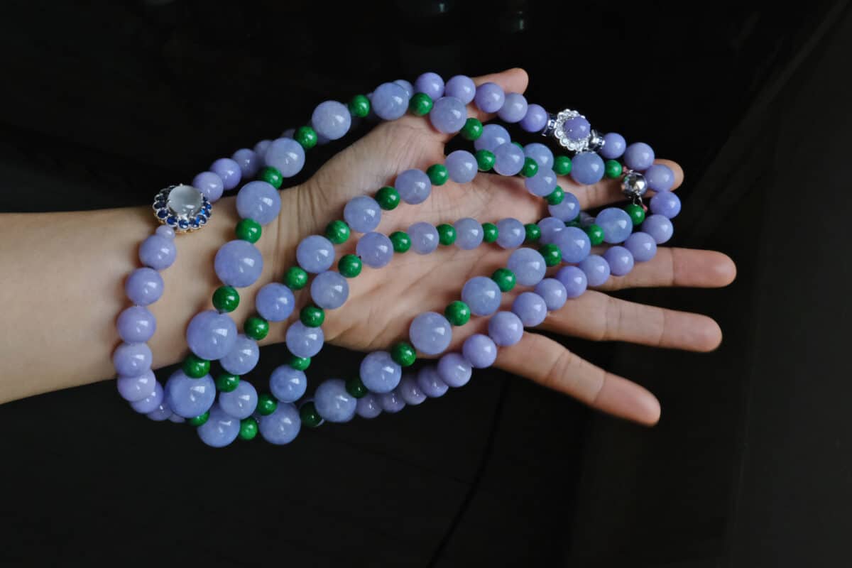 Lavender jade bead necklace online