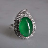 translucent jade ring, icy green jadeite, vintage jade ring white gold, jade ring singapore, jadeite cabochon ring, Gem Gardener