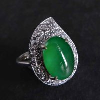 translucent jade ring, icy green jadeite, vintage jade ring white gold, jade ring singapore, jadeite cabochon ring, Gem Gardener