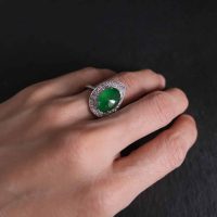 translucent jade ring, icy green jadeite, vintage jade ring white gold, jade ring singapore, jadeite cabochon ring, Gem Gardener