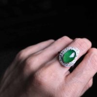 translucent jade ring, icy green jadeite, vintage jade ring white gold, jade ring singapore, jadeite cabochon ring, Gem Gardener