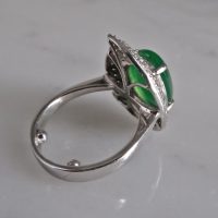 translucent jade ring, icy green jadeite, vintage jade ring white gold, jade ring singapore, jadeite cabochon ring, Gem Gardener
