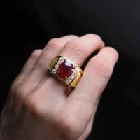 mens gold red ruby ring, blood red ruby mens ring, natural ruby mens ring, natural untreated ruby rings. red ruby ring singapore, Gem Gardener