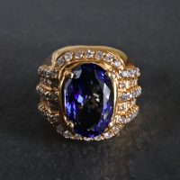 6ct Tanzanite Diamond Ring Men 10k Vintage