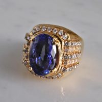 6ct Tanzanite Diamond Ring Men 10k Vintage