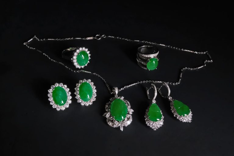 Far East Jewelry Choice of Color Jade & White Topaz Halo Stud Earrings main image 1