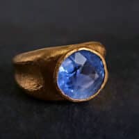 round blue sapphire ring, light blue sapphire gold ring, ancient style rings for sale, natural blue sapphire mens ring, blue sapphire ring singapore, Gem Gardener