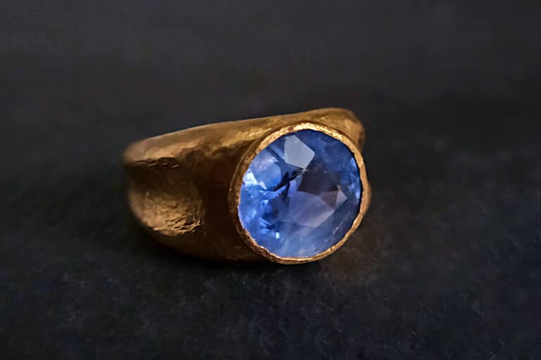 round blue sapphire ring, light blue sapphire gold ring, ancient style rings for sale, natural blue sapphire mens ring, blue sapphire ring singapore, Gem Gardener