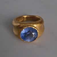 round blue sapphire ring, light blue sapphire gold ring, ancient style rings for sale, natural blue sapphire mens ring, blue sapphire ring singapore, Gem Gardener