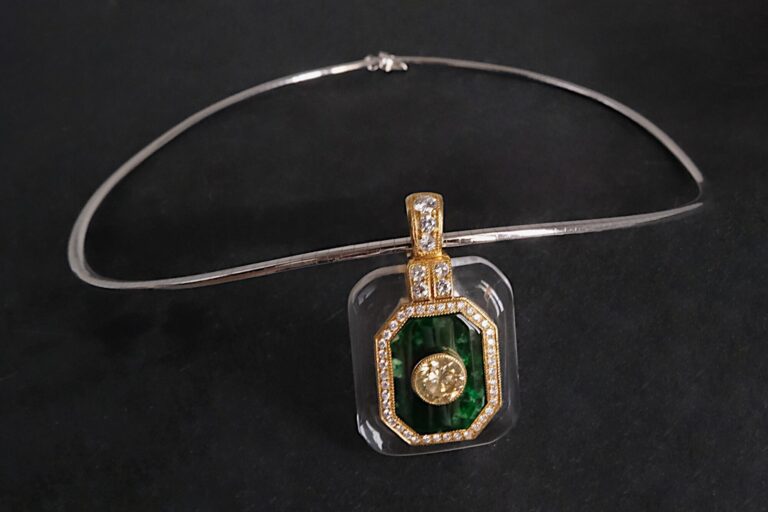 Art Deco Jade Pendant, fancy yellow diamond pendant, jade diamond pendant necklace, art deco pendants jewelry, jade pendant singapore, Gem Gardener