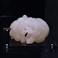 Nephrite Ornament, Creamy White Nephrite, white nephrite jade, carving nephrite jade, jade goat, nephrite jade ornament, high quality nephrite jade, chinese jade animal figurines, vintage jade carvings, Gem Gardener