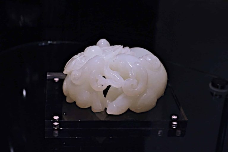 Nephrite Ornament, Creamy White Nephrite, white nephrite jade, carving nephrite jade, jade goat, nephrite jade ornament, high quality nephrite jade, chinese jade animal figurines, vintage jade carvings, Gem Gardener