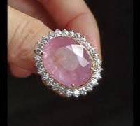 orange pink sapphire unheated halo ring video