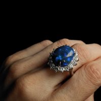 Big Black Opal Ring, black opal ring for sale, australian black opal engagement ring, dark blue opal ring, opal ring singapore, black blue opal engagement ring, large opal ring with diamonds, black opal fine jewelry, Gem Gardener
