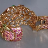 Art Nouveau Cuff Bracelet, art nouveau examples, high jewelry bracelet, flower bangle bracelet gold, art nouveau jewellery, art nouveau singapore, Gem Gardener
