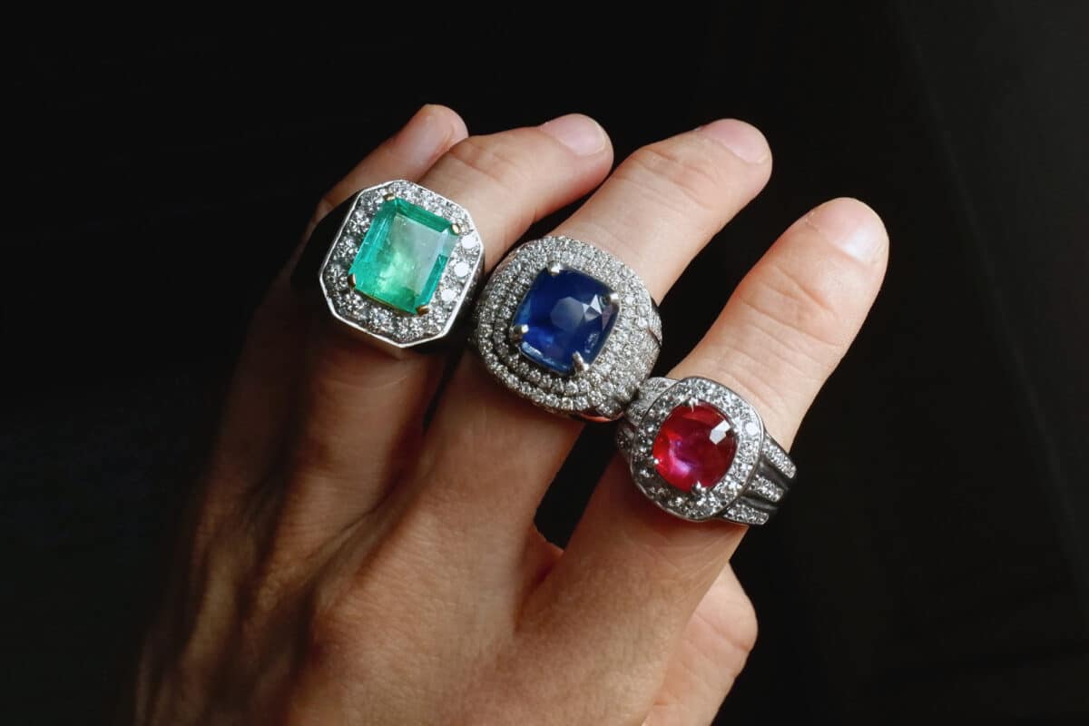Garnet and discount blue sapphire ring