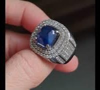 blue sapphire men ring diamond white gold video
