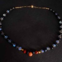 gold roman style necklace, labradorite necklace gold, roman glass jewelry, ancient roman glass necklace, medieval beaded necklaces, excavated beads necklace