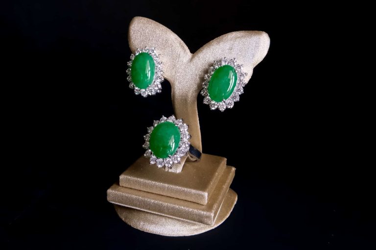 Jade Earrings Ring Set, fine jade jewelry hong kong, jade jewelry set, jade jewelry singapore, matching jade jewelry set, jade earrings singapore, jadeite ring singapore, Gem Gardener