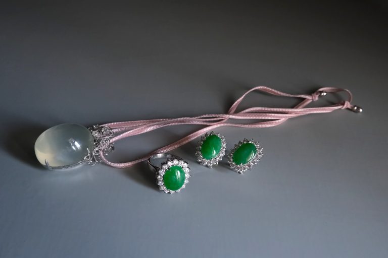 Far East Jewelry Choice of Color Jade & White Topaz Halo Stud Earrings