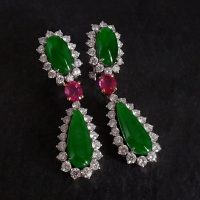 Jade Ruby Diamond Earrings, art deco jade earrings, art deco jewellery jade, art deco jade jewelry, jade jewellery singapore, chinese art deco, jade earrings singapore, Gem Gardener