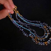 Moonstone Bead Necklace, egyptian style bead necklace, medieval style jewelry, lapis and moonstone jewellery, gold roman style necklace, moonstone necklace singapore, Gem Gardener