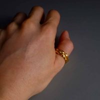 Thick Gold Twist Ring, solid gold thumb ring, wide gold twist ring, viking gold wedding ring, roman gold ring singapore, custom 24k gold ring, Gem Gardener