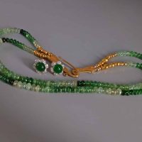 Fine Beaded Gold Necklace, Beaded Choker Necklace, double strand beaded necklace, tsavorite bead necklace, garnet bead necklace choker, bead necklace gold clasp, bead necklace singapore, Gem Gardener