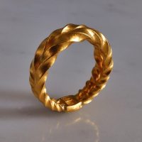 Thick Gold Twist Ring, solid gold thumb ring, wide gold twist ring, viking gold wedding ring, roman gold ring singapore, custom 24k gold ring, Gem Gardener
