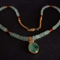 Emerald Bead Necklace, emerald cabochon pendant, emerald cabochon beads necklace, emerald pendant singapore, emerald beads necklace gold, Gem Gardener