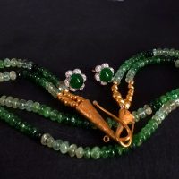 Fine Beaded Gold Necklace, Beaded Choker Necklace, double strand beaded necklace, tsavorite bead necklace, garnet bead necklace choker, bead necklace gold clasp, bead necklace singapore, Gem Gardener