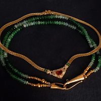 Fine Beaded Gold Necklace, Beaded Choker Necklace, double strand beaded necklace, tsavorite bead necklace, garnet bead necklace choker, bead necklace gold clasp, bead necklace singapore, Gem Gardener