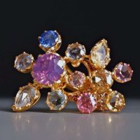 double flower ring, flower sapphire ring, sapphire flower ring, chunky flower ring, statement flower ring, flower cocktail ring, statement ring singapore, Gem Gardener