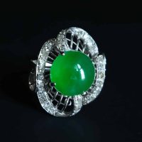 Antique Platinum Jadeite Ring, imperial jadeite jade ring, jadeite ring singapore, jade ring singapore, high quality jade ring, antique jade rings for sale, fine jade jewelry hong kong, green jade ring price, Gem Gardener
