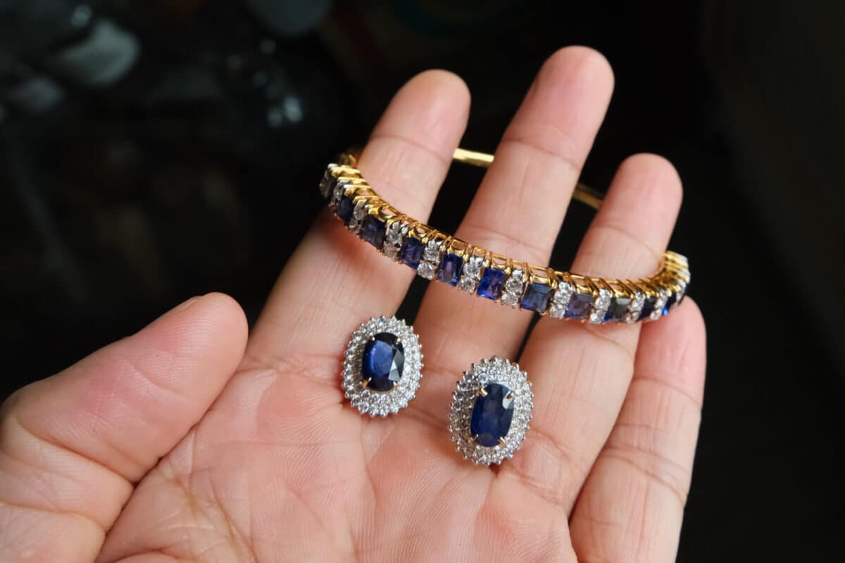 Sapphire cuff bracelet on sale